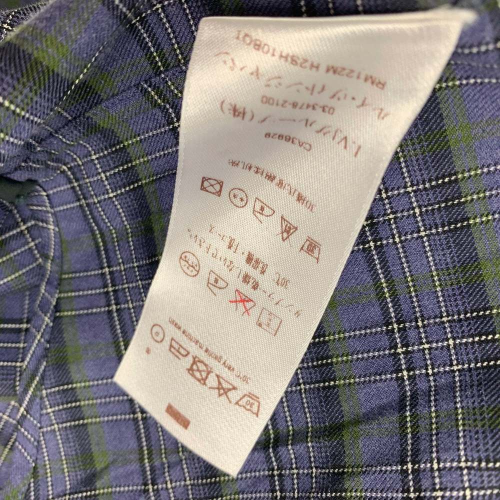 LOUIS VUITTON Purple Black Green Plaid Cotton Long Sleeve Shirt - Picture 6 of 8